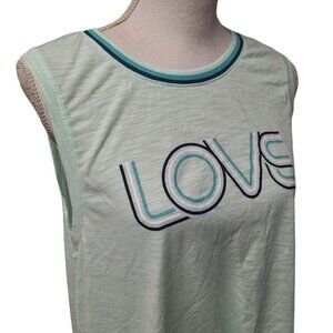 Old Navy Active Tank Top Green Love Gym Running Womens L‎ Exercise Workout